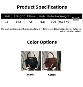 Size chart and dimensions for the leopard print crossbody bag in black and coffee brown