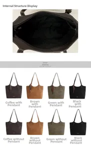 Vue détaillée du zip interne et des diverses couleurs du grand sac fourre-tout vintage