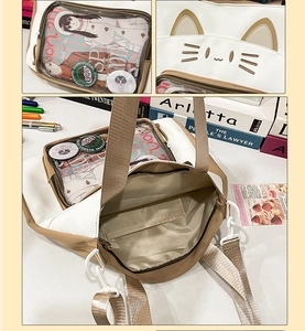 Detailansicht der Katzenohr-Tasche mit transparentem Fenster für Anime-Zubehör-Display