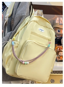 Zaino giallo crema in stile dolce con finestra trasparente e corda di perle colorate