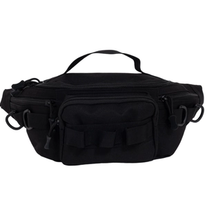 Tactical black tactical waist bag with MOLLE system and multi-pocket functional design
