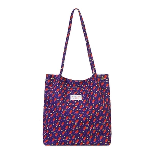 Bloemen canvas draagtas met paarse geometrische print en grote capaciteit voor dames woonwerk