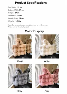 Dimensions du sac fourre-tout en peluche matelassé avec guide de taille et couleurs