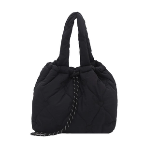 Modische schwarze Stepptasche mit Herzmuster und Kordelzugverschluss für Damen