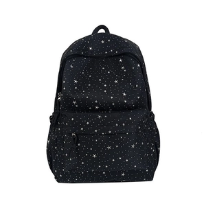 Sac à dos noir en toile à motifs d'étoiles avec poche avant et poches latérales