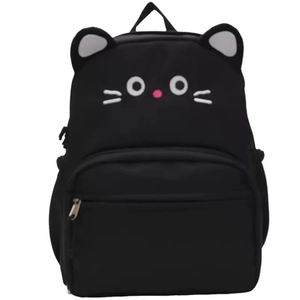 Zaino gatto nero carino per la scuola con orecchie da gatto e dettagli ricamati