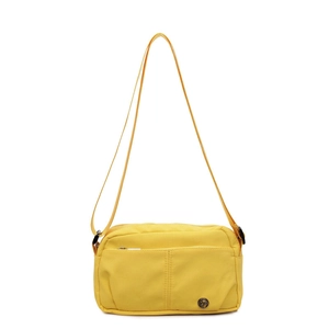 Borsa a tracolla gialla in tela per donna con tasche multiple e tracolla regolabile