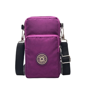 Women Mini Nylon Crossbody Mobile Phone Bag Multi-Layer Lightweight Waterproof Shoulder Pouch Adjustable Strap Sporty Wallet