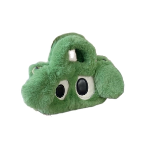 Sac à main en peluche verte avec yeux amusants et bandoulière métallique amovible