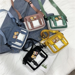 Sacs à bandoulière en toile en cinq couleurs avec patchs mignons et sangles réglables