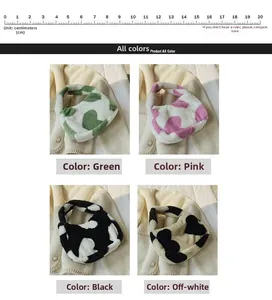Detailed comparison of plush tote bags in green, pink, black, and white cow patterns
