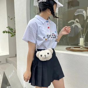 Sac à bandoulière mignon en peluche d'ours blanc en imitation peau de mouton pour femmes