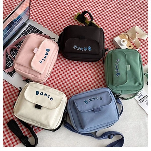 Minimalist canvas crossbody bags with Dance print in pink, black, green, white, blue