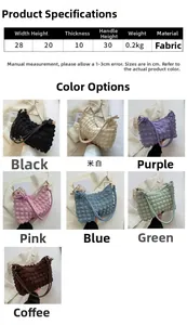 Tableau des tailles et choix de couleurs pour le sac bandoulière nuage matelassé