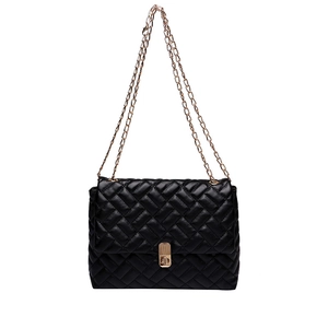 Chic black quilted chain shoulder bag with gold twist lock and elegant stitching
