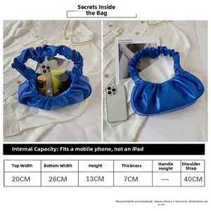 Size chart for cloud pleated shoulder bag showing dimensions 26cm width and 13cm height