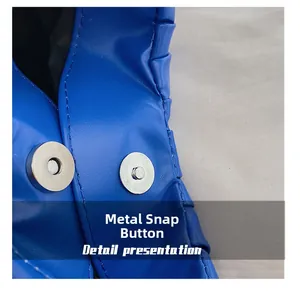 Detailed macro view of the silver hardware magnetic buckle on a blue leather cloud bag