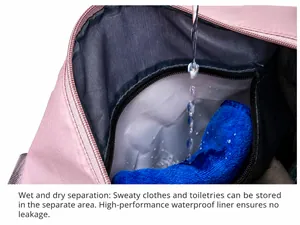 Detail showing the internal wet and dry separation pocket with waterproof material and water flow