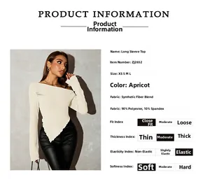 Detailed fabric specification of beige off-shoulder top with irregular hem details