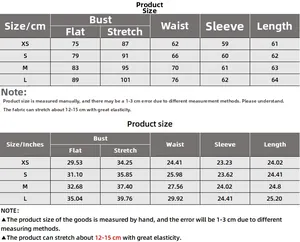 Detailed size chart in CM and Inches for off-shoulder slim fit long sleeve top