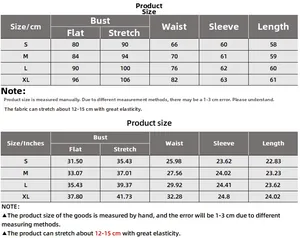 Tableau des tailles détaillé pour haut violet à manches longues en cm et pouces