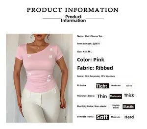 Détail du haut rose ajusté avec nœuds, composition 90% polyester et 10% élasthanne texture