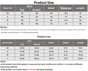 Tableau des tailles détaillé pour t-shirt femme avec mesures métriques et impériales