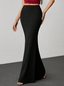 Élégante Jupe Longue Sirène à Taille Haute Moulante pour Femme Sexy Couleur Unie en Soie de Lait Jupe Queue de Poisson Slim Fit