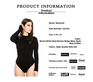 Detail view of slim fit long sleeve bodysuit made from high stretch milk silk fabric