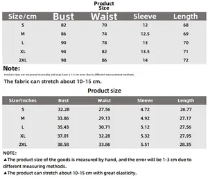 Size chart for slim fit bodysuit showing S to 2XL measurements in cm and inches