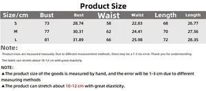Detailed size chart for the sleeveless bodysuit showing bust waist and length measurements
