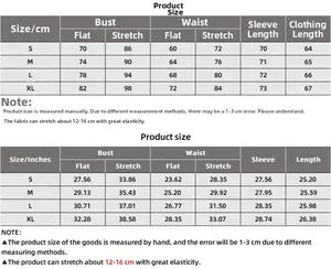 Guide des tailles détaillé pour bodysuit à manches longues avec mesures en CM et pouces