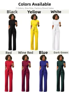 Collezione di tute con colletto a risvolto e vita annodata in sette colori diversi