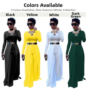 Detailed comparison of long-sleeve jumpsuits in black, yellow, white and dark green colors