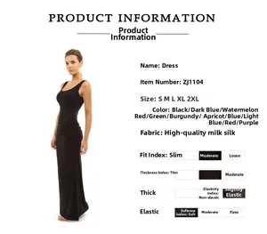 Detailed size and fabric guide for sleeveless slim fit dress with side ruched details