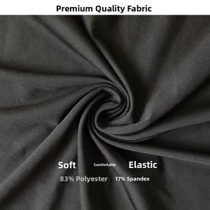 Detail of black fabric made of 83% polyester and 17% spandex with high elasticity