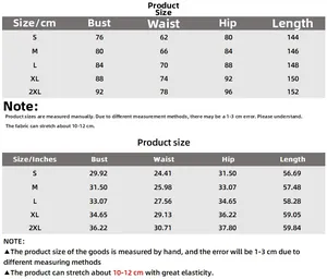 Size chart for slim sleeveless slit maxi dress in CM and Inches from size S to 2XL