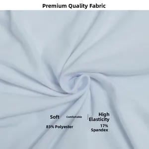 Detail of white stretch fabric made of 83% polyester and 17% spandex with soft texture