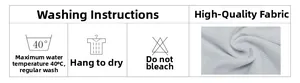 Close-up of white ribbed knit fabric texture with laundry care instruction symbols