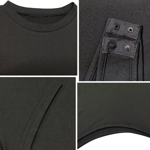Black crewneck bodysuit featuring high-quality snap closures and premium knit fabric