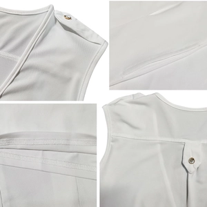 Combinaison blanche sans manches à taille haute avec col V et boutons d'épaule