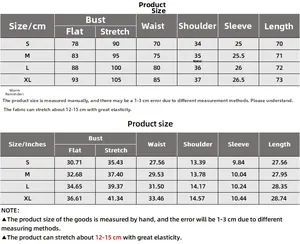 Detailed size chart for women's high-stretch bodysuit showing measurements in CM and inches