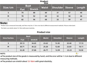 Detailed size chart with cm and inch measurements for women ribbed drawstring crop top