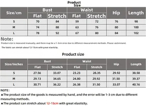 Size chart for summer drawstring bodycon dress with CM and inch measurements for S, M, L
