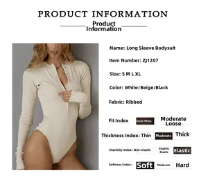 Close-up of ribbed texture and button neckline on women's long sleeve bodysuit