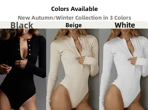 Detailed view of the ribbed knit fabric and functional button placket on the bodysuit