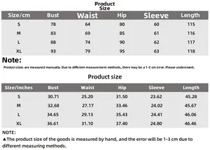 Guide des tailles en cm et pouces pour robe midi ajustée à manches longues S à XL