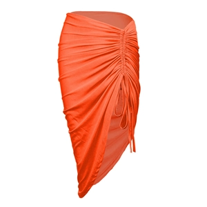 Jupe courte orange vif froncée avec cordon de serrage et coupe asymétrique tendance