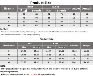 Tabella taglie per canotta in maglia a coste con misure in cm e pollici da S a XL