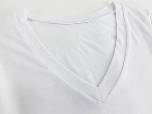 Detailed close-up showing reinforced double stitching on the white V-neck bodysuit top